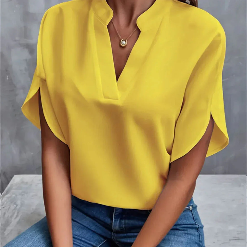 Summer Short-sleeved Chiffon Shirt New V-neck Shirt Women's Casual Versatile Clothing - DanaFashionstore