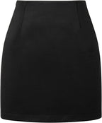 Women's High Waist Plaid Tight Pencil Wool Mini Skirt