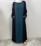 Loose-fitting Long Cardigan-style Patchwork Faux Two-piece Dress