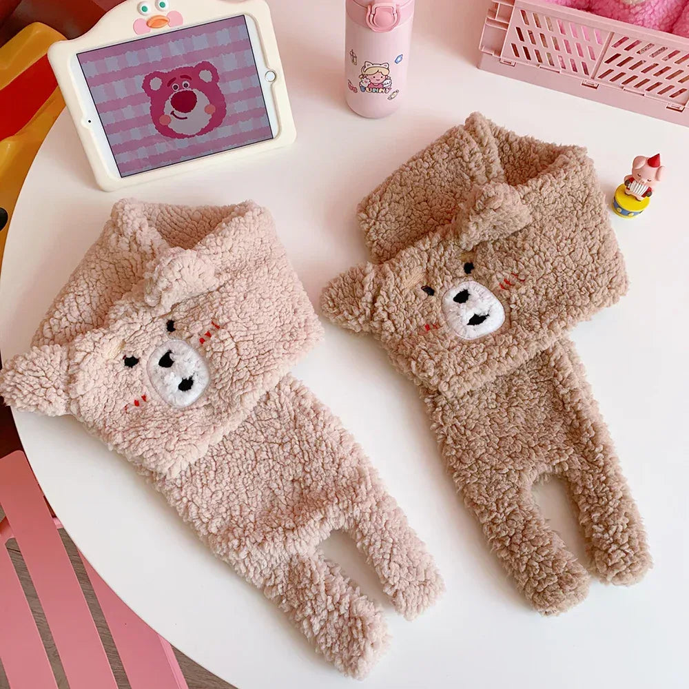 Winter Women Novelty Warm Cute Bear Plush Scarf Lamb Wool - DanaFashionstore