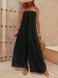 Solid Wide Leg Tube Jumpsuit 2026 - Casual Strapless Jumpsuit - DanaFashionstore