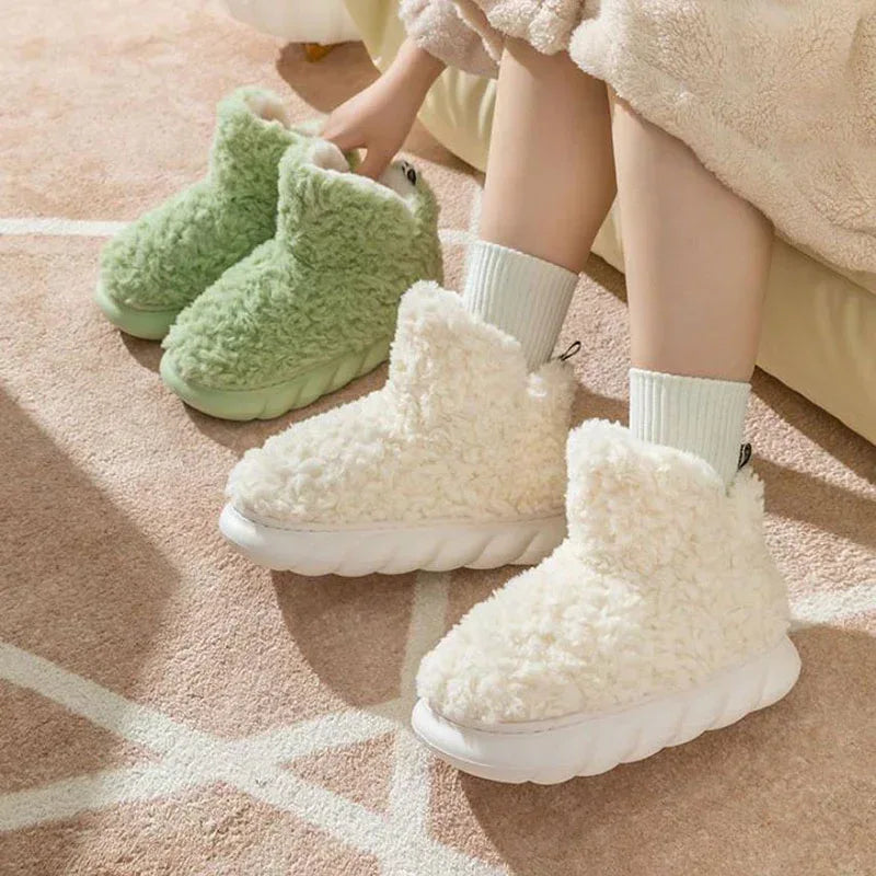 Winter Package Heeled Waterproof Home Indoor And Outdoor Wear Cute High Helper Cotton Slippers - DanaFashionstore