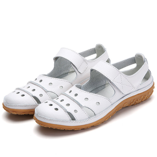 Hollow hole shoes leather mom shoes
