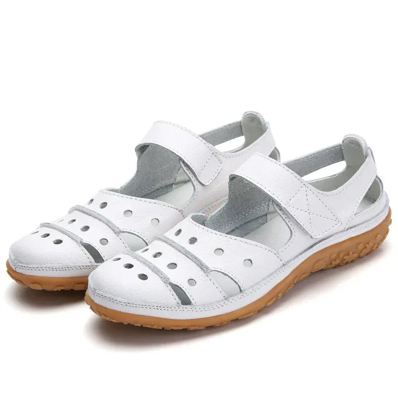 Hollow hole shoes leather mom shoes - DanaFashionstore