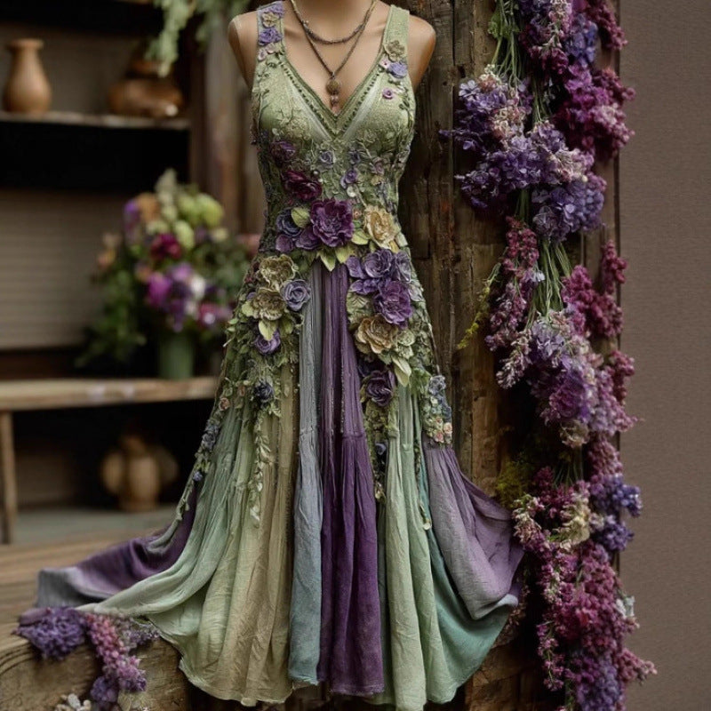 Womens Loose-fitting Dress With A Creative Pattern Sleeveless Dress
