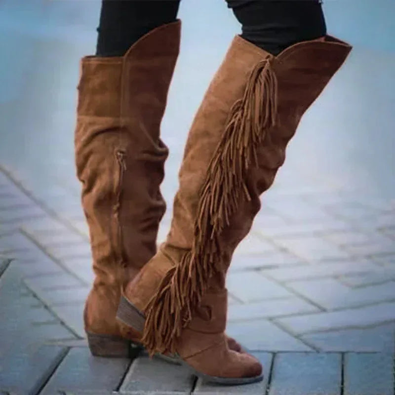 Women's large size long tube tassel boots - DanaFashionstore