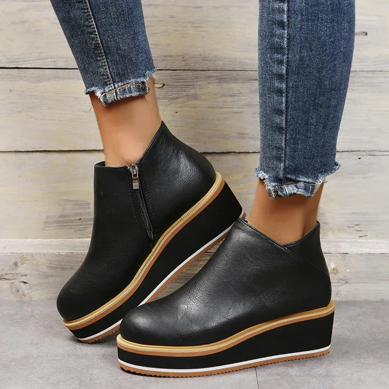 Ankle Boots Women Chunky Block Heel Shoes - DanaFashionstore