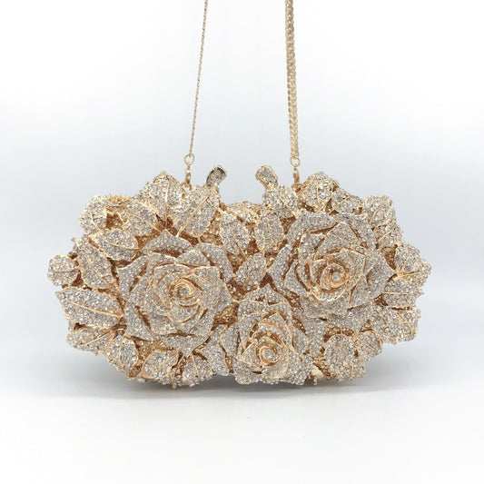 Hollow Rose Diamond Dinner Bag - Dana Fashion