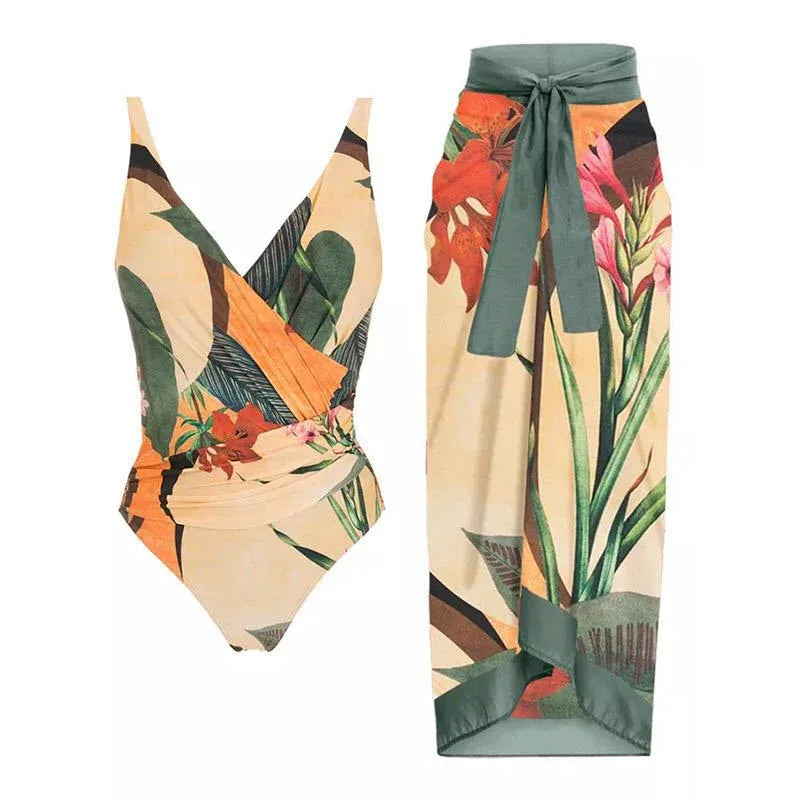 Siamese Conservative Covering Belly Thin Swimsuit French Retro One-piece Bikini - DanaFashionstore