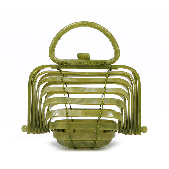 Acrylic bamboo basket hollow handbag foldable shell bag