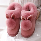 Autumn Winter Cotton Slippers Fur Rabbit Home Warm Thick Bottom Indoor Cotton Shoes Womens Slippers Cute Fluffy Cat Slippers - DanaFashionstore