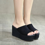Comfortable high heel slippers, wedge sandals, suede women's shoes - DanaFashionstore