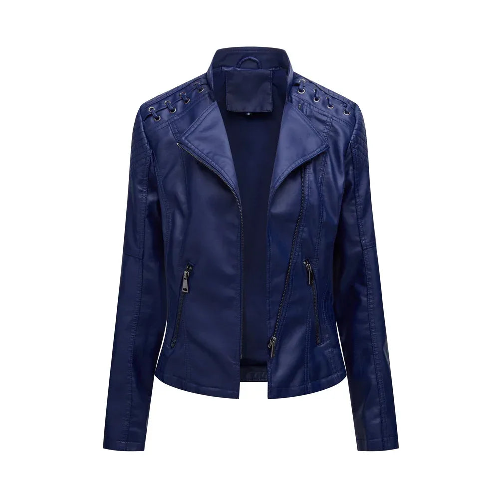 Women's Slim Leather Motorcycle Jackets 2026 - Short Biker Jacket - DanaFashionstore