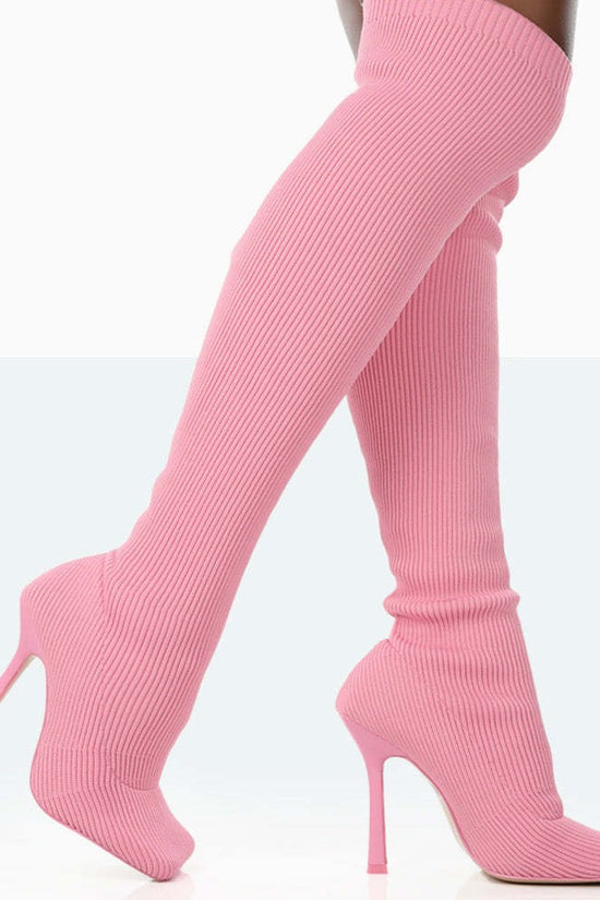 Europe And The United States Foreign Trade Large Size High With Fine Heel Stretch Boots Female