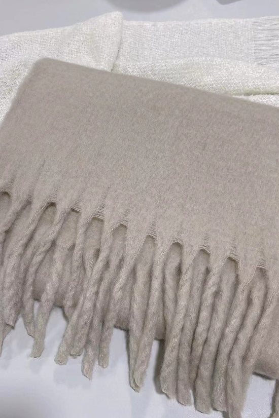 Winter Solid Color Scarf With Tassel Ins Style Fashion Versatile Warm Soft Long Scarf Women's Shawl
