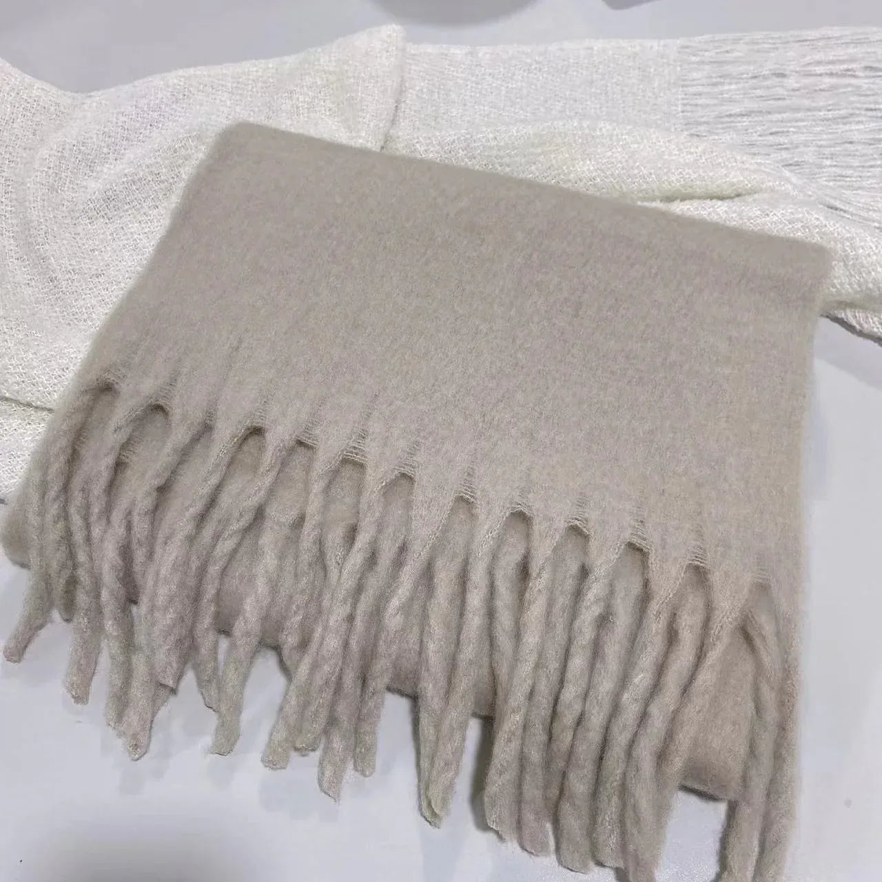 Winter Solid Color Scarf With Tassel Ins Style Fashion Versatile Warm Soft Long Scarf Women's Shawl - DanaFashionstore