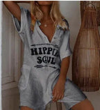 V-Neck Letter Print Jumpsuit 2026 - Side Pocket Casual Jumpsuit - DanaFashionstore