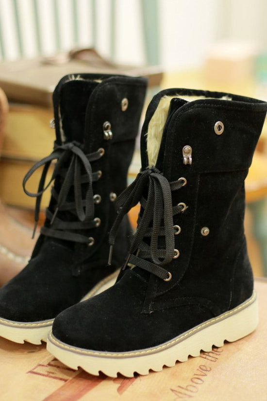 Frosted fur boots snow boots Lace Up Boots