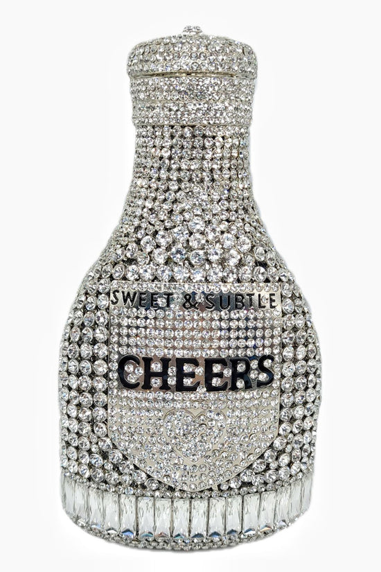 Champagne Bottle Rhinestone Evening Clutch Women's Bag - Dana Fashion