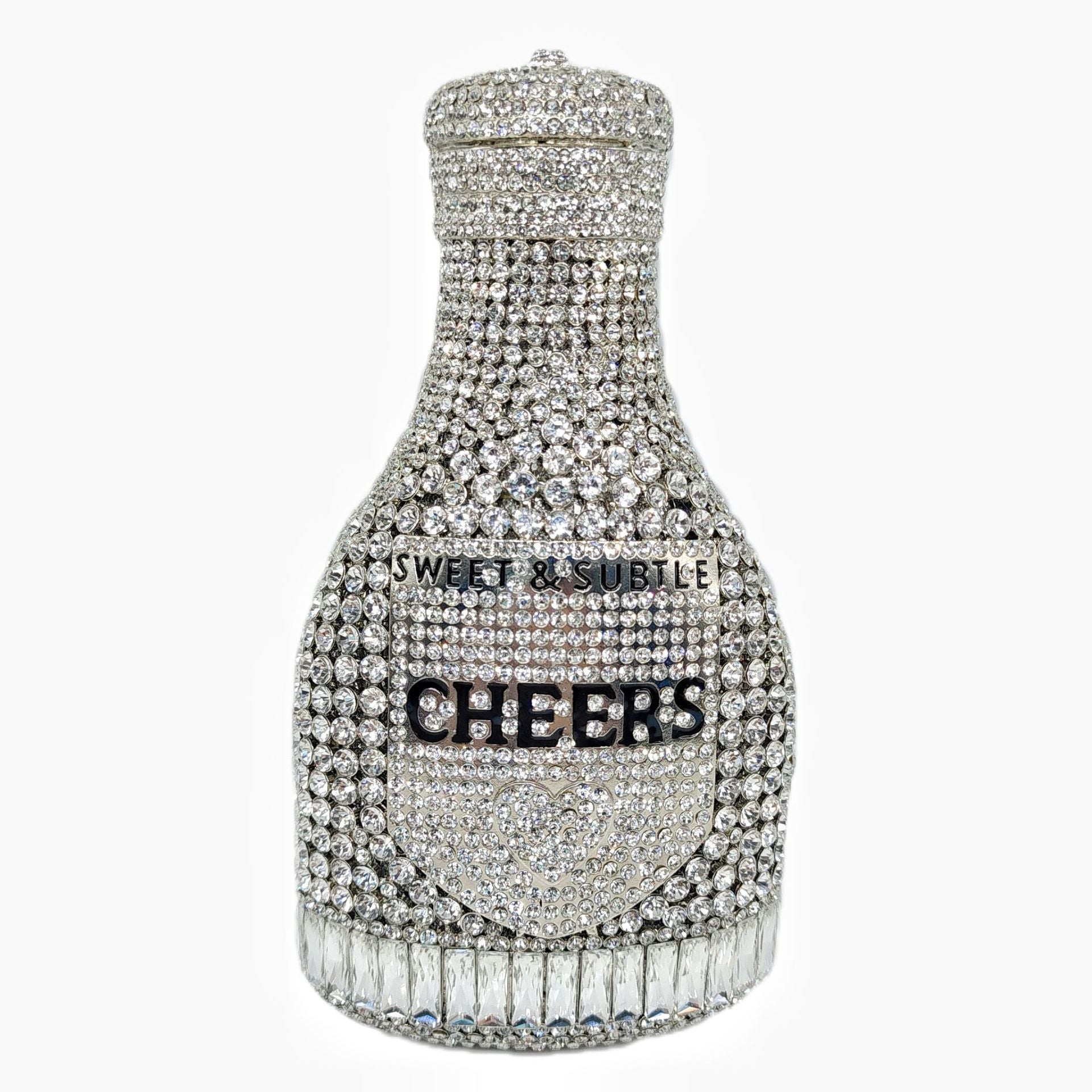 Champagne Bottle Rhinestone Evening Clutch Women's Bag - Dana Fashion