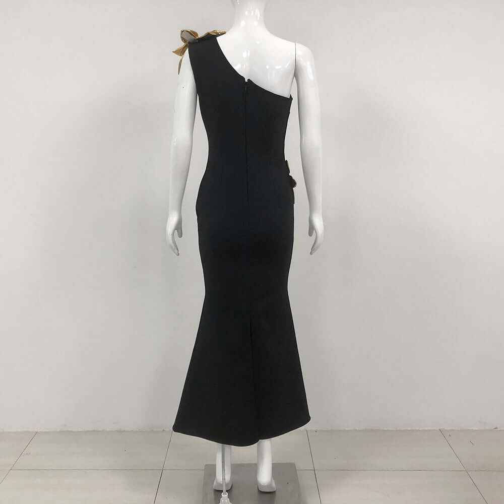 Slim-fit Bandage Golden Flower Maxi Dress $139.12 Dana Fashion Color: Black Size: L Women's clothing Product information: Pattern: Flowers Fabric name: Polyester Skirt type: One-Step skirt Color: Black Size: S,M,L Style type: temperament conjoined Style: