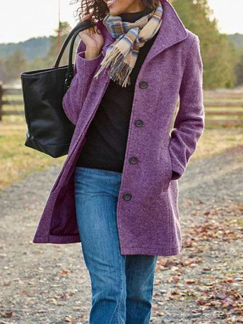 Winter Single-breasted Lapel Coat Fashion Commuter Slim Mid-length Jacket Women's Clothing - DanaFashionstore