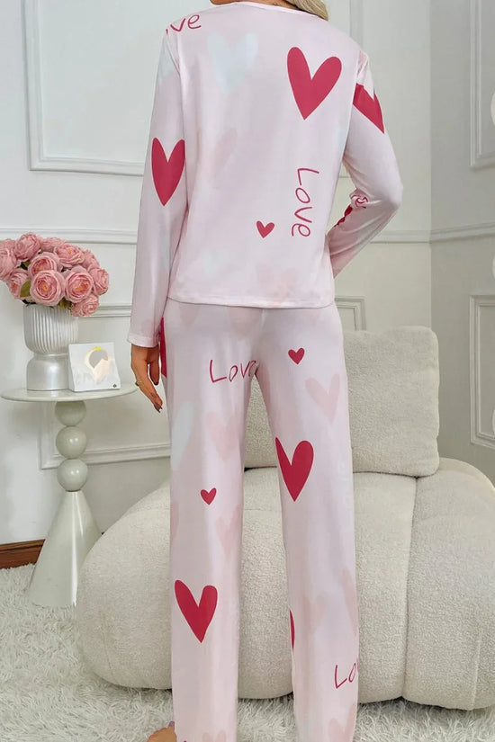 Love Print Long Sleeve Pants Simple Two-piece Set - DanaFashionstore