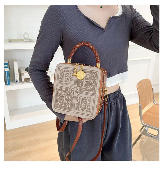 Versatile One Shoulder Crossbody Embroidered Small Square Bag - DanaFashionstore