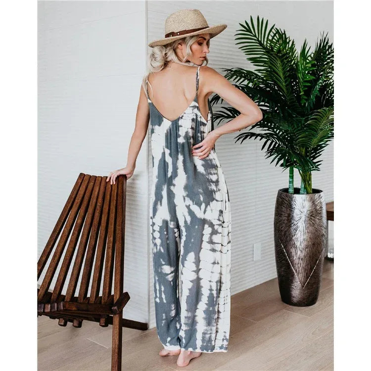 Tie-Dye Loose Pants Jumpsuit 2026 - Casual Colorful Jumpsuit - DanaFashionstore