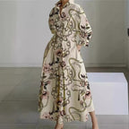 Long-sleeve Blouse Elastic Waist Swing Dress