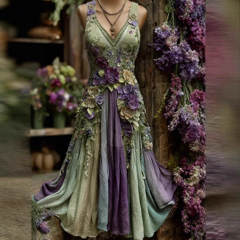 Womens Loose-fitting Dress With A Creative Pattern Sleeveless Dress