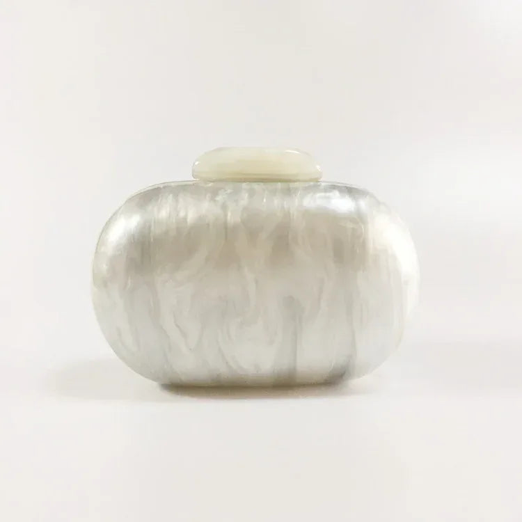 Women's Oval Acrylic Solid Color Pearly Evening Bag - DanaFashionstore