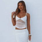 Mesh Slim Fit Patchwork Backless Camisole - DanaFashionstore