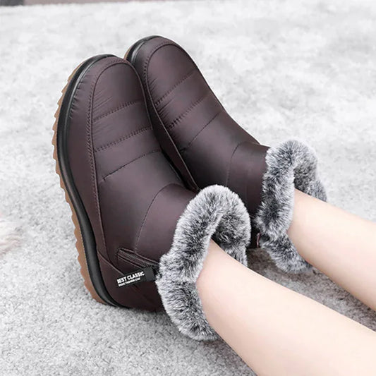 Winter Snow Boot With Side Zipper Fashion Warm Plush Ankle Boots Women's Fleece Short Shoes - DanaFashionstore