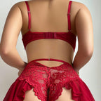 Womens Solid-Color Sheer Mesh Lace Camisole Nightdress