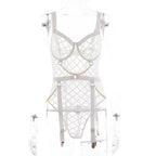 One-piece Lingerie One Piece Dropshipping Metal Chain Grid Passion Sexy Tight Underwear - DanaFashionstore