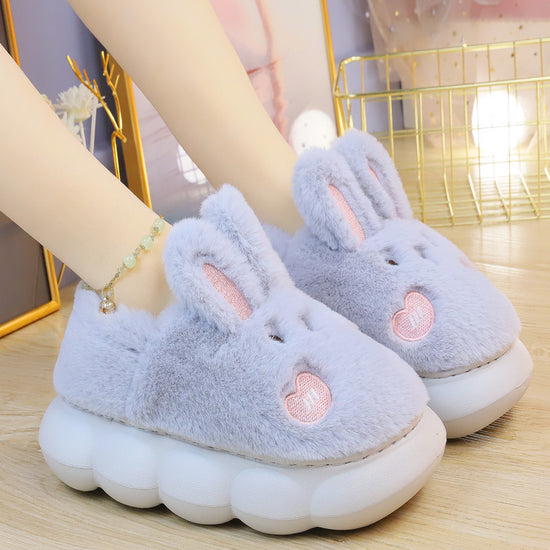 New Rabbit Women's Cute Warm And Non Slip Plush Cotton Slippers