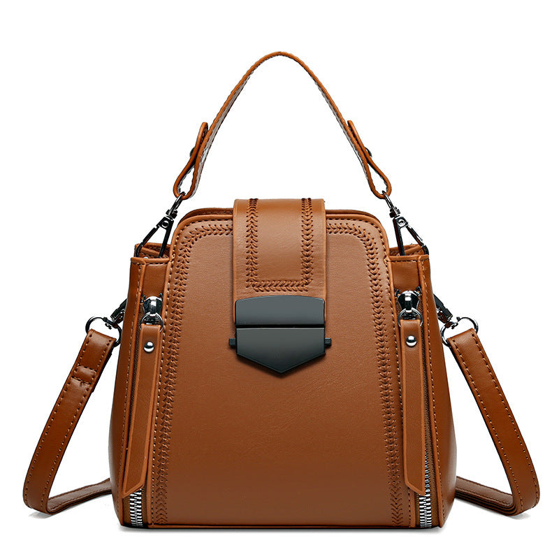 Elegant Lady Soft Leather Textured Small Handbag - Dana Fashion