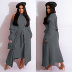 Autumn And Winter Elegant Dress Long Cardigan Velvet Two-piece Suit - DanaFashionstore