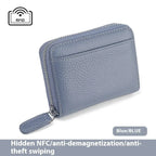 2024 RFID Genuine Leather Card Wallet Men Women Purse With Coin Pocket Zipper Credit Card Holder Small Wallets Bags - DanaFashionstore