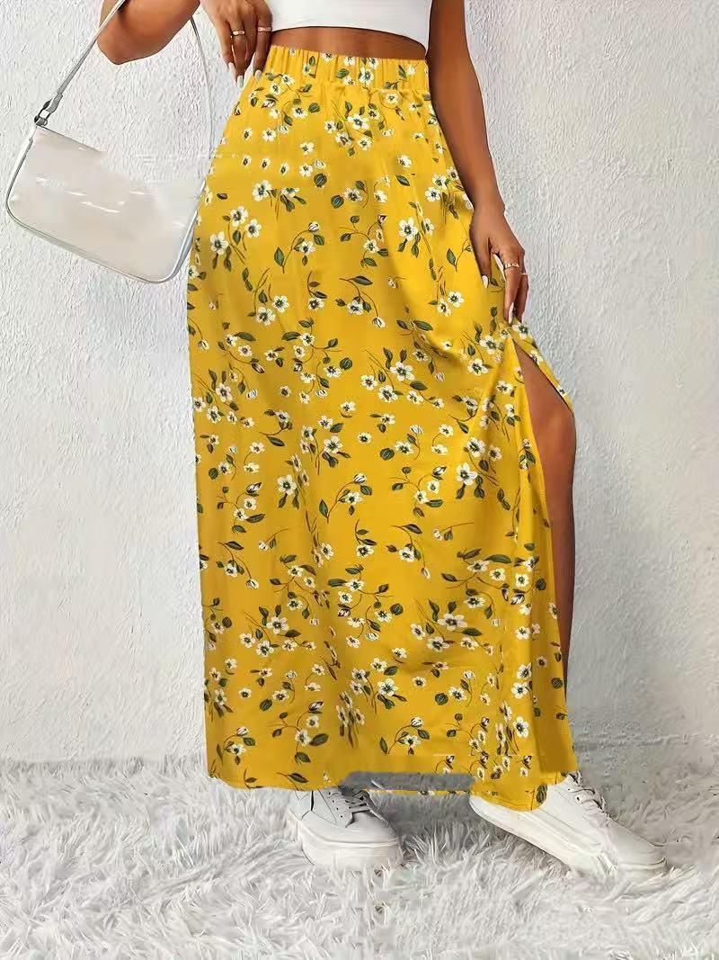 Women's Fashionable With Side-slit Printed Skirt - DanaFashionstore