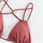 Women's Bikini Swimwear Solid Color Double Layer Fabric Split - DanaFashionstore