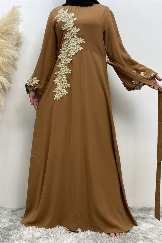 Fashion Lace Beaded Muslim Dress Women