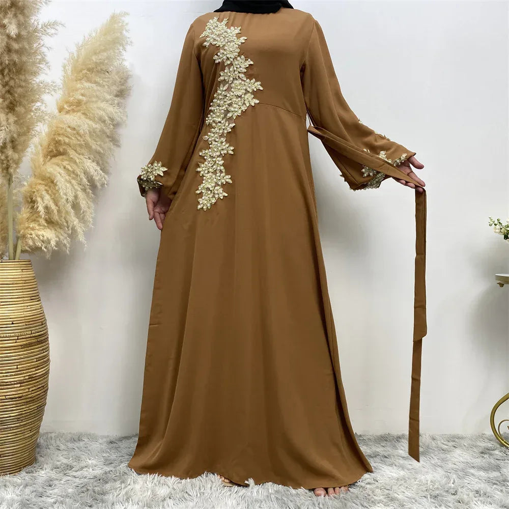 Fashion Lace Beaded Muslim Dress Women - DanaFashionstore