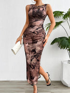 Elegant Slim Sleeveless Mesh Dress Women 2026 - Sheer Party Dress - DanaFashionstore
