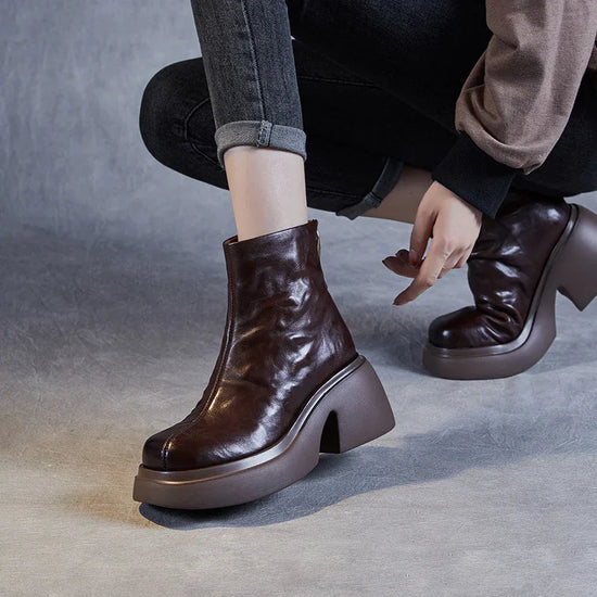 Autumn And Winter New Thick Bottom Chunky Heel Women's Ankle Boots - DanaFashionstore