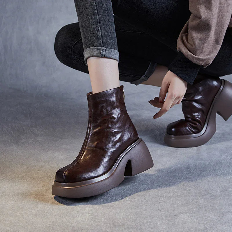 Autumn And Winter New Thick Bottom Chunky Heel Women's Ankle Boots - DanaFashionstore