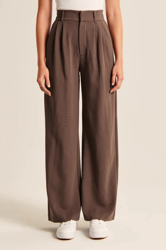 High Waist Straight Trousers With Pockets Wide Leg Casual Pants For Women