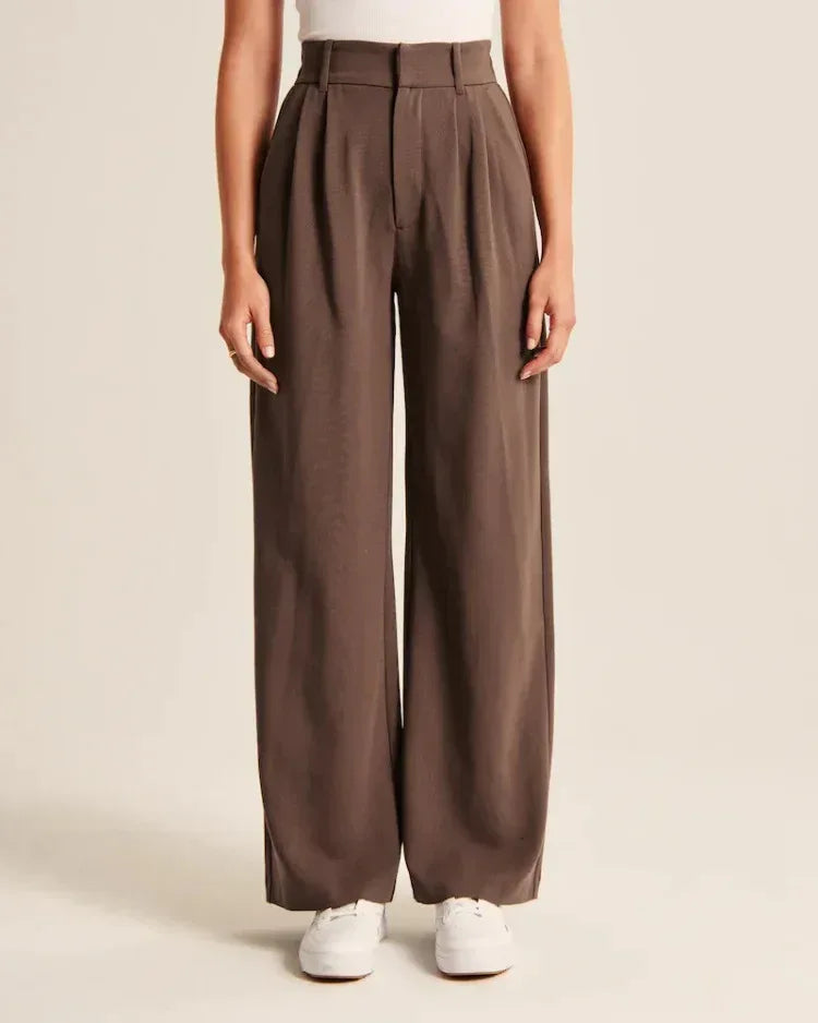 High Waist Straight Trousers With Pockets Wide Leg Casual Pants For Women - DanaFashionstore