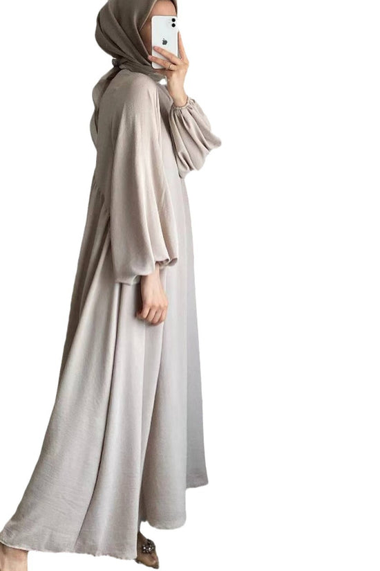 New Muslim Women's Wear Solid Color Elegant Fashion Loose Pullover Dress